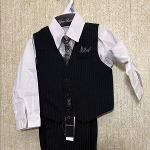 Kids Black and White Formal Vest Set